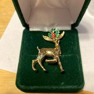 Vintage reindeer Christmas pin